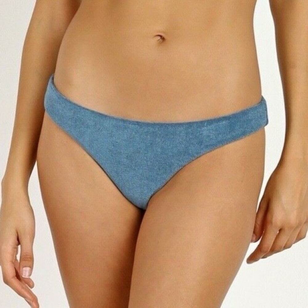 Mara Hoffman Kay Terry Slate Blue Low Rise Hipster Bikini Swimsuit Bottoms S